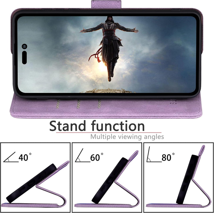 SUANPOT [RFID Schutz für iPhone 14 Pro Max 6.7" Hülle PU Leder Handyhülle Lederhülle Klapphülle Kart