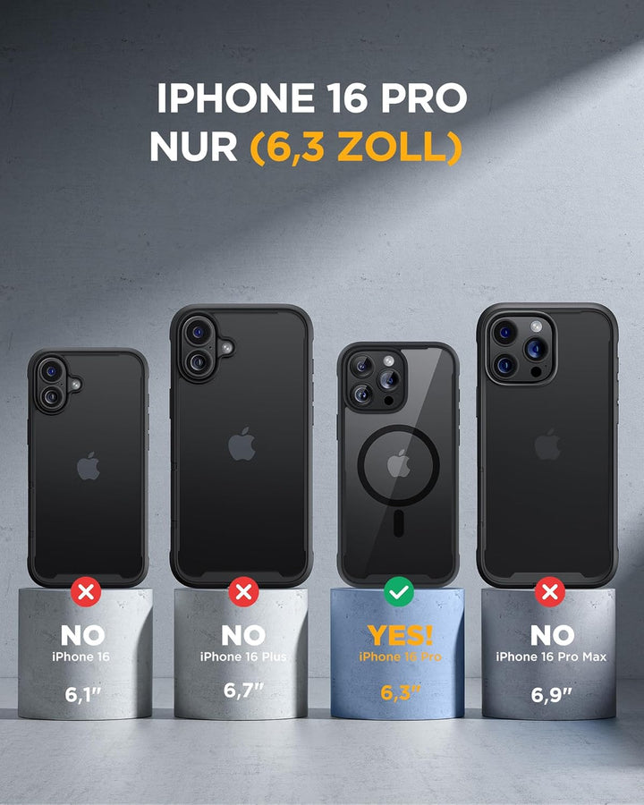 Miracase 360 Grad für iPhone 16 Pro Hülle mit Magsafe, Eingebaut Glas Schutzfolie, Komplettschutz Ha