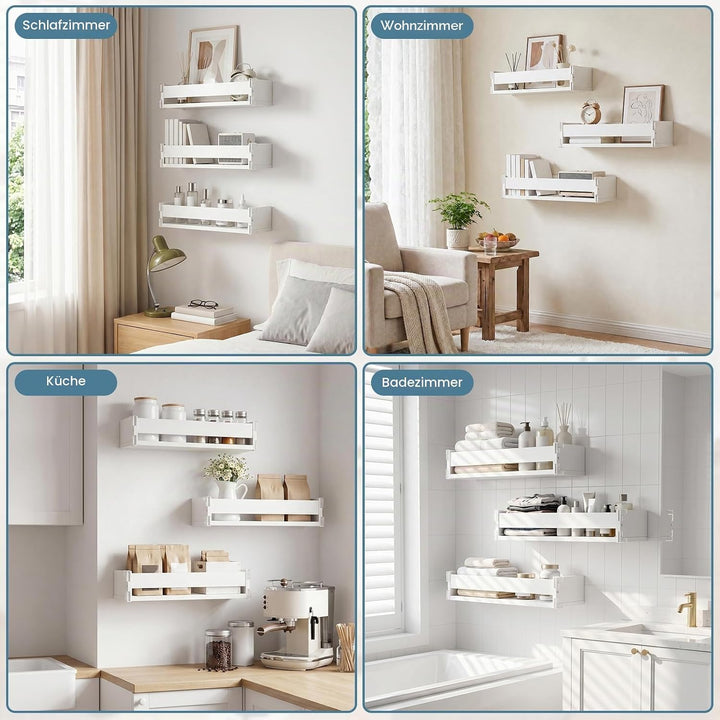 Wandregal für das Kinderzimmer, 44,7 cm, Bücherregal für die Wand, 3er-Set, Wandregal aus Holz, Schw