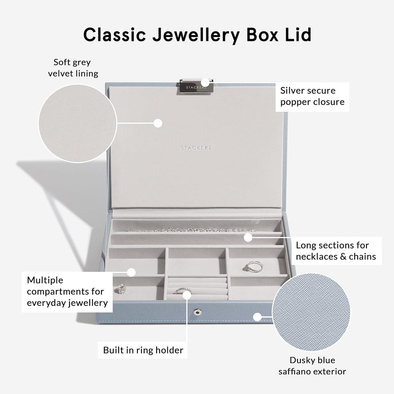 Stackers Dusky Blue Classic Medium Jewellery Box Set of 2, Dusky Blue
