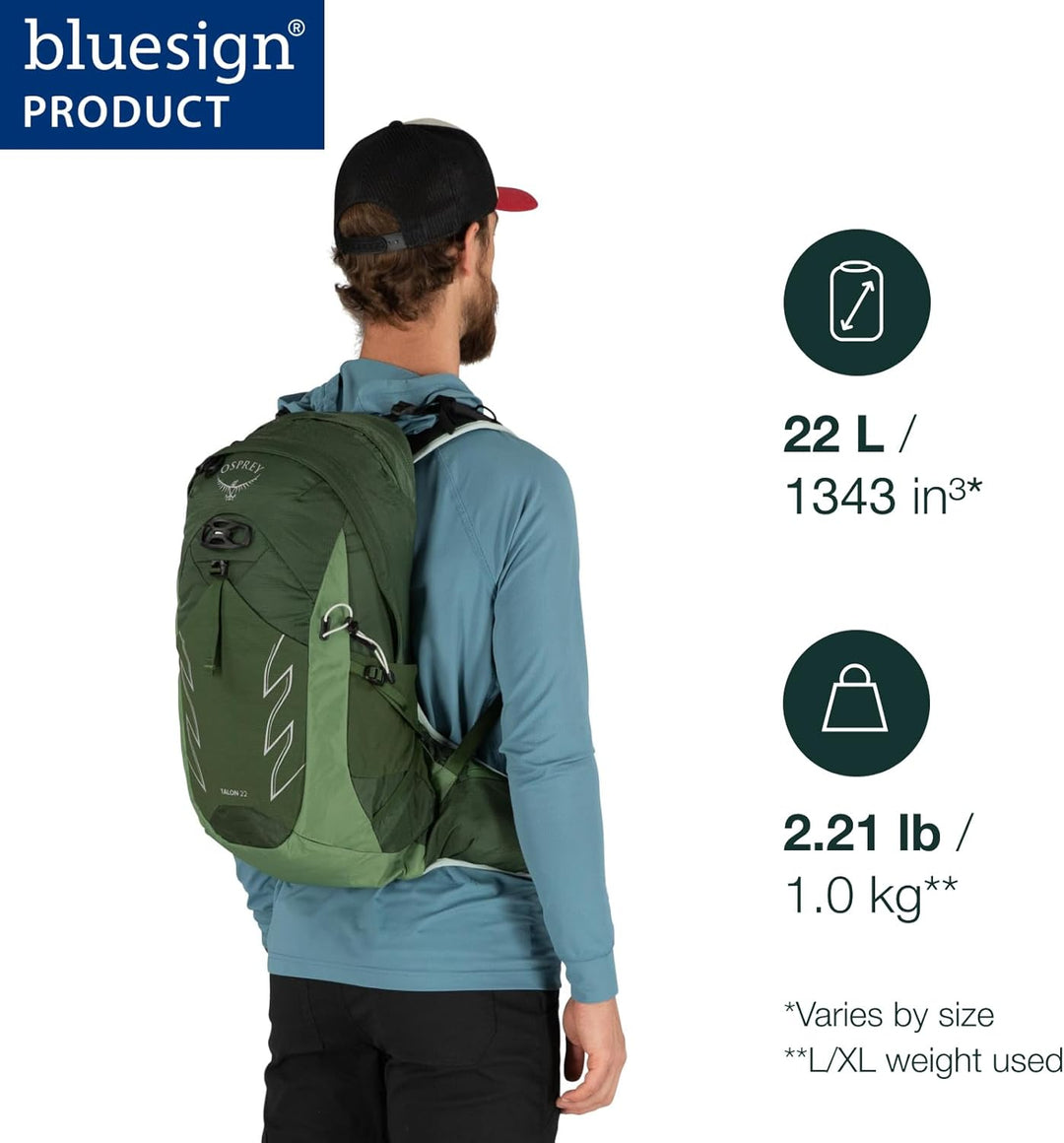Osprey Talon 22 Wanderrucksack für Männer S-M Ceramic Blue Single, S-M Ceramic Blue Single