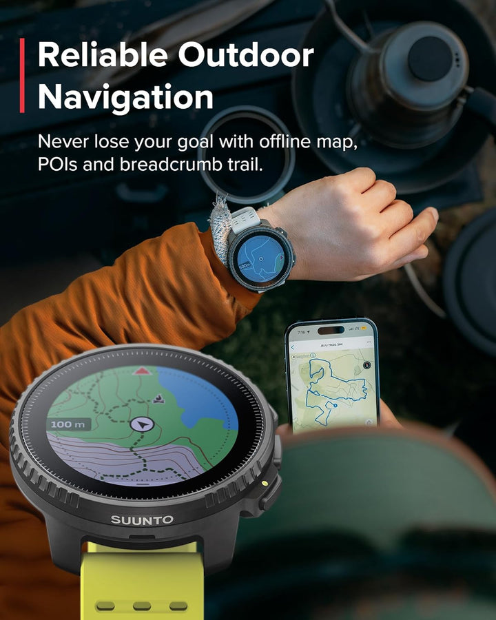 SUUNTO Vertikal: Abenteuer-GPS-Uhr, grosses Display, Offline-Karten, Solarladung Lime Black Edelstah