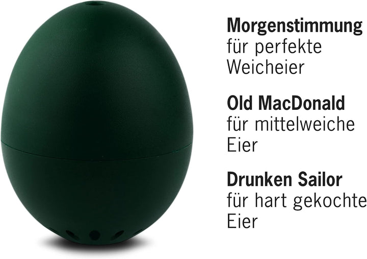PiepEi Classic Dunkelgrün - Singende Eieruhr zum Mitkochen - Eierkocher für 3 Härtegrade - Piep Ei m