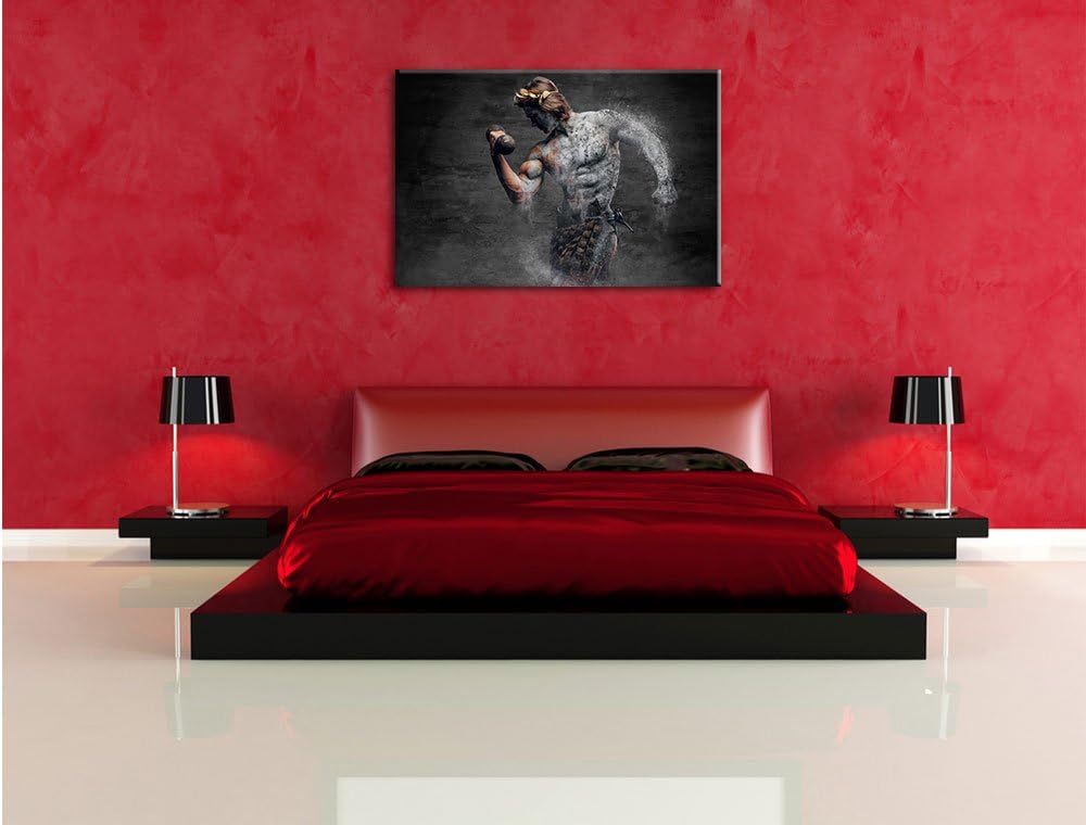 Pixxprint antiker männlicher Sportler B&W Detail, Format: 100x70 auf Leinwand, 100x70