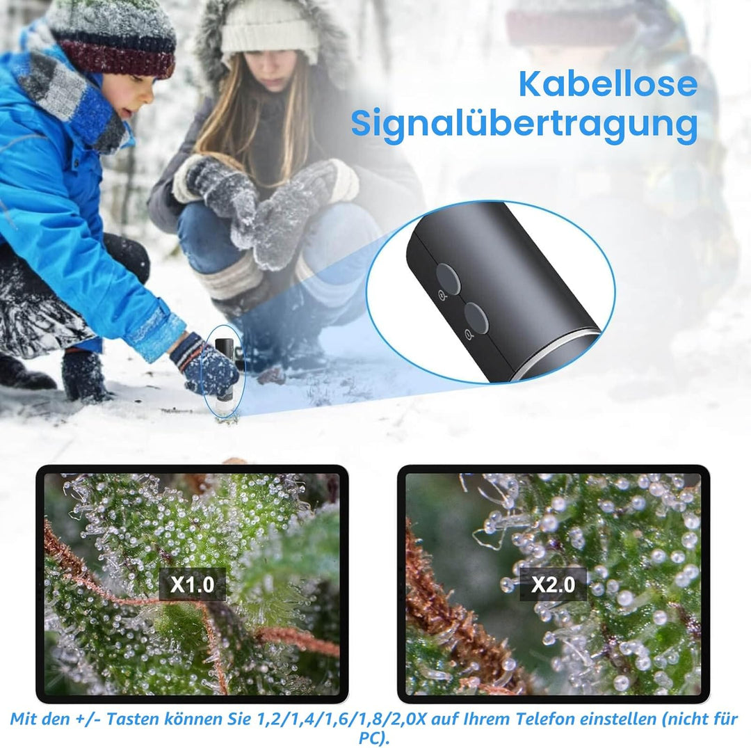 Ninyoon 4K WiFi Mikroskop für iPhone Android, 50 bis 1000X USB Digital Mikroskop Wireless Super HD E
