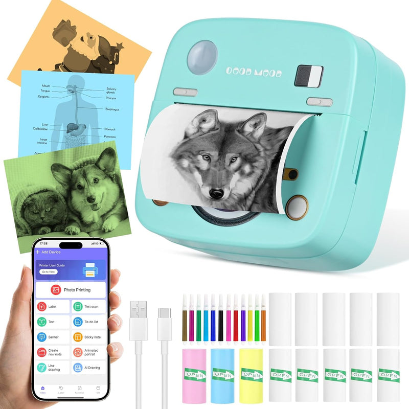 Mini Drucker, Mobiler Fotodrucker, Tragbarer Mini Fotodrucker, Smartphone Drucker, Handy Drucker mit