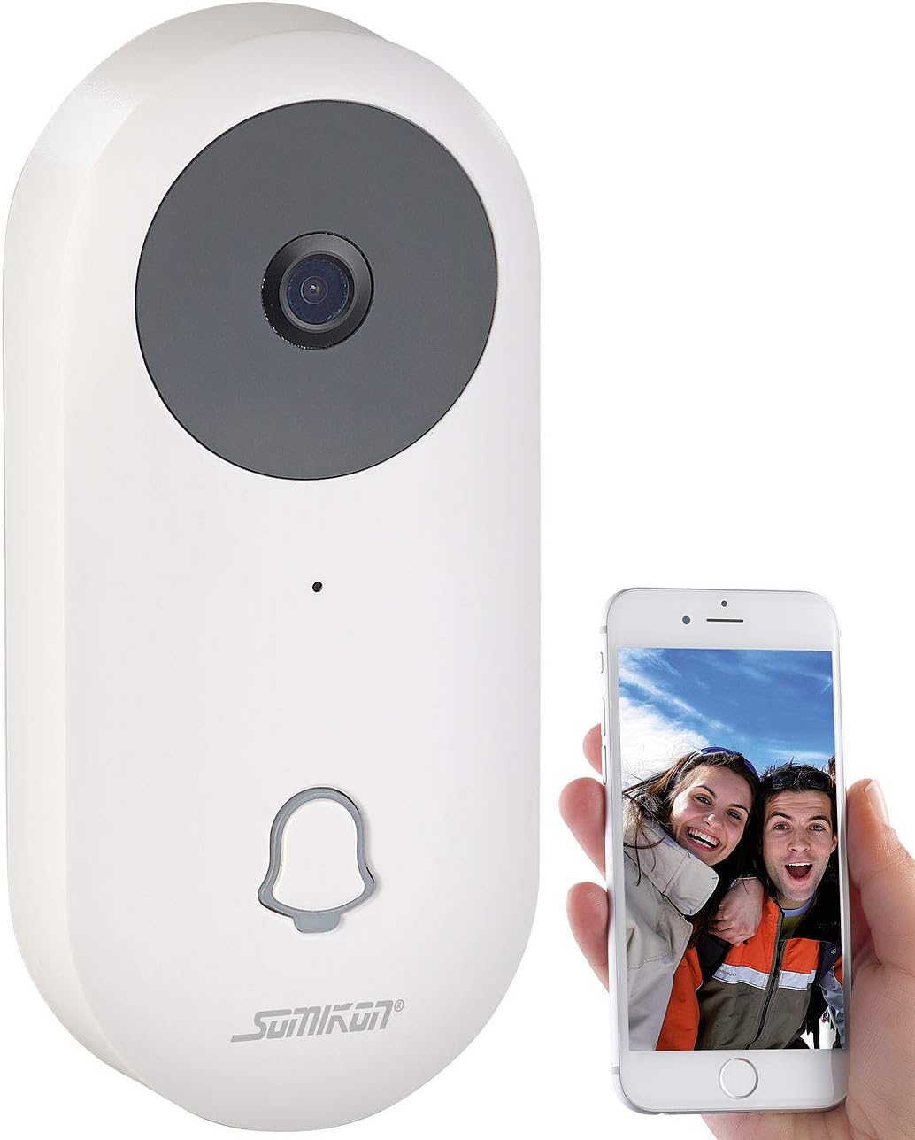 Somikon Klingel mit Kamera: WLAN-HD-Video-Türklingel mit App, Gegensprechen, 156°-Bildwinkel, Akku (