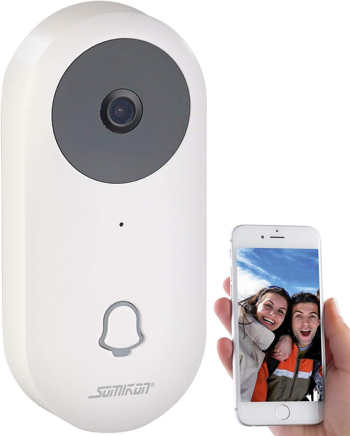 Somikon Klingel mit Kamera: WLAN-HD-Video-Türklingel mit App, Gegensprechen, 156°-Bildwinkel, Akku (