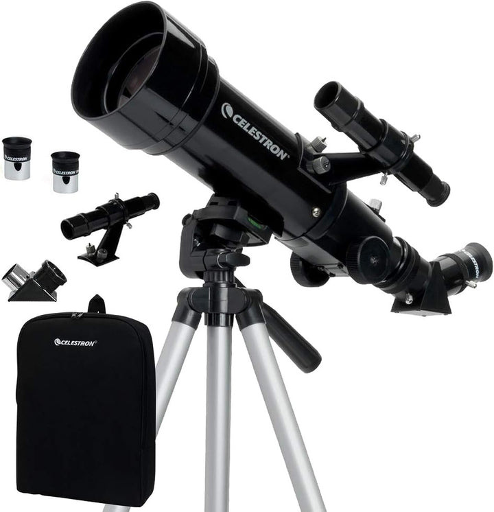 Celestron 21035 Reiseteleskop 70 Tragbares Refraktorteleskop-Set mit Rucksack, Schwarz TravelScope 7