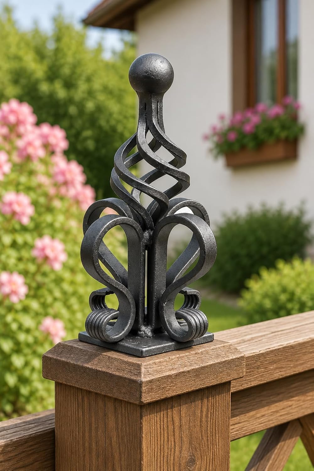 Torkrone Schmiedeeisen Zierelement, für Metall Pfosten am Eingangstor, Garten, Terrasse &amp; Balkon