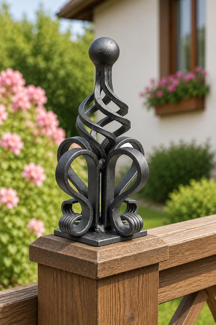 Torkrone Schmiedeeisen Zierelement, für Metall Pfosten am Eingangstor, Garten, Terrasse &amp; Balkon