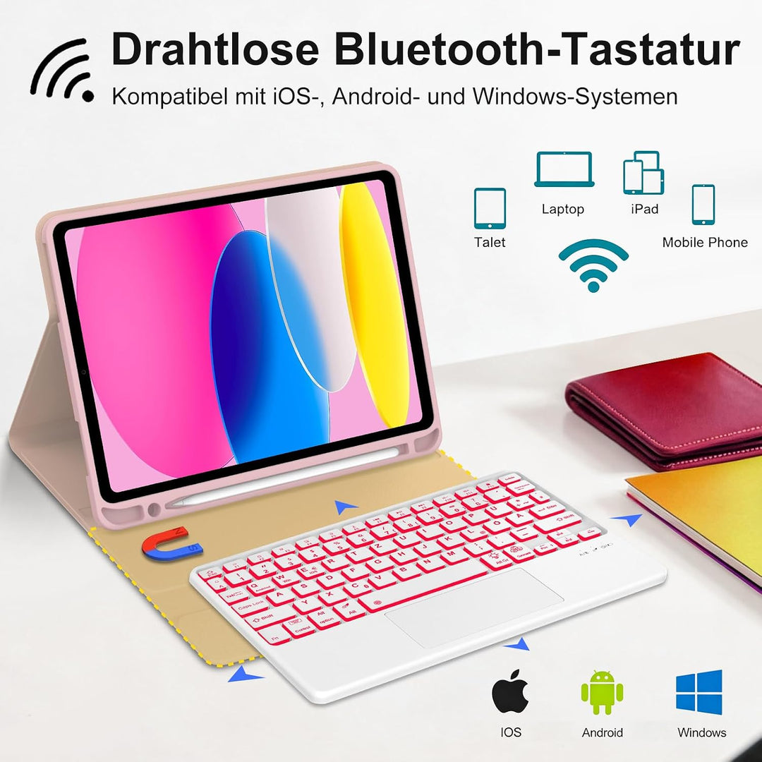Hülle Tastatur für iPad (A16) 11/10 Generation (2025/2022) 11/10.9 Zoll Rosa - iPad (A16) 11/10 Gene