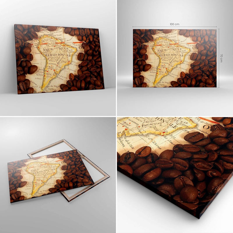 Bilder auf Leinwand 100x70cm Leinwandbild Südamerika Samen Kaffee Gross Wanddeko Bild Schlafzimmer K