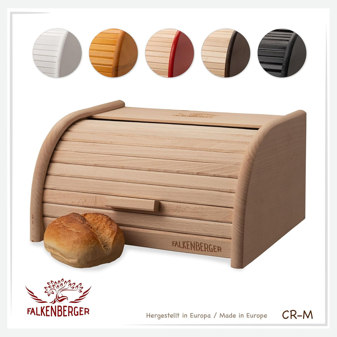 Brotkasten aus Buchenholz ca. 32x25x16cm M Rollbrotkasten traditionell Brotbox mit Roll-Deckel Handm