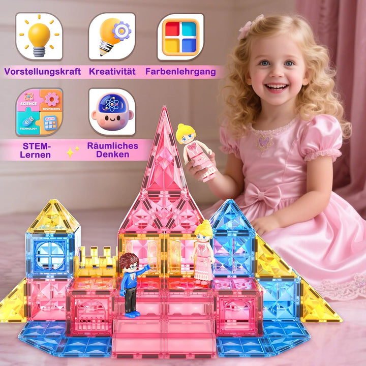 Soyee Magnetische Bausteine 58 Teile Montessori Spielzeug ab 3 4 5 6 7 Jahre Magnetbausteine Geschen