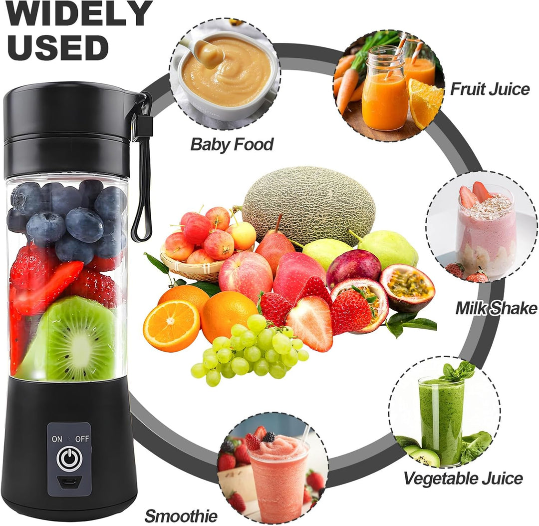 Tragbarer Mixer für Smoothies und Shakes, 400ml Mini Smoothie Maker To Go mit 6 Klingen aus Edelstah