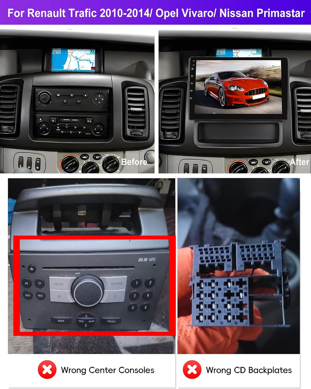 CAMECHO 2+64G Android 15 Autoradio für Opel Vivaro A 87R/Renault Trafic II Nissan Primastar mit Carp