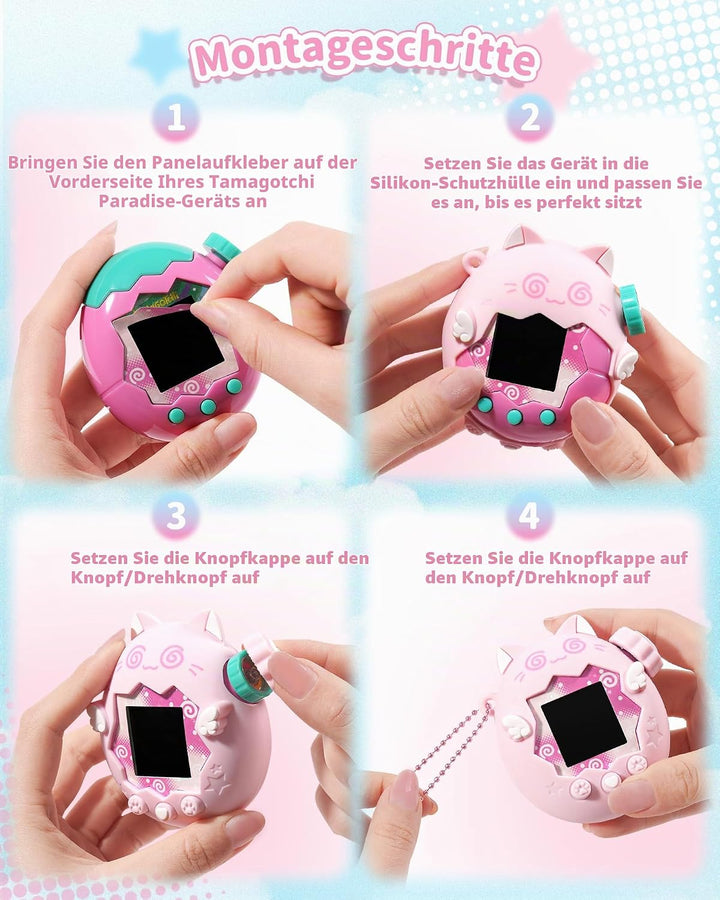 GeekShare Silikon-Hülle Kompatibel mit Tamagotchi Paradise, Weiche Schutzhülle, Button Caps, Perlenk