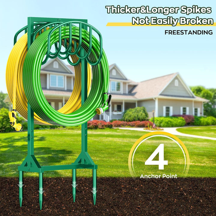 Gartenschlauchhalter, freistehender Schlauchhalter mit 4 Spikes, Schlauchständer Aufhänger hält 45 m