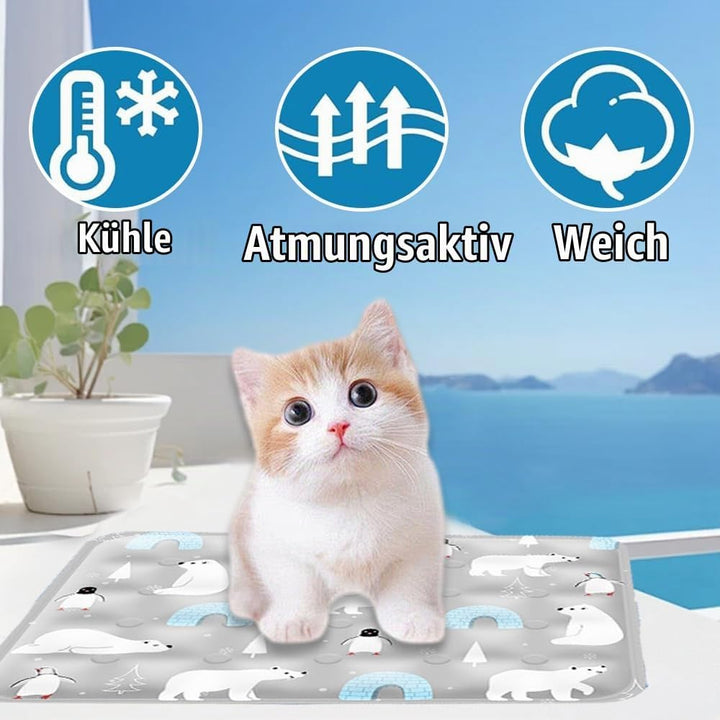 Kühlmatte Hund Katze 40×50cm,Kühldecke Hund mit Selbstkühlend Ungiftigem Gel Waschbar,Hundekühlmatte