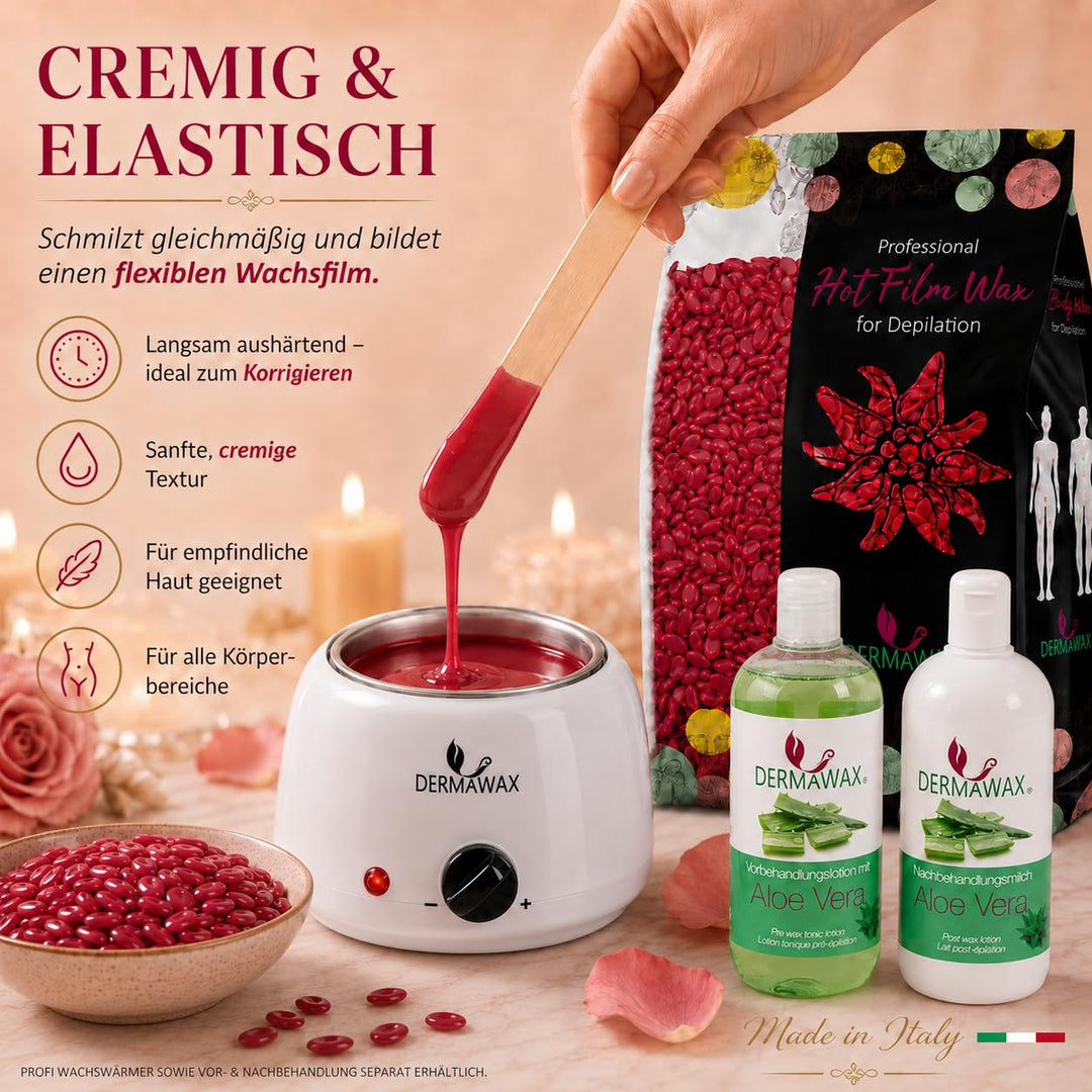 Dermawax 500g Rose Wachsperlen mit Kokosöl – Professionelles Heisswachs zur Haarentfernung – Sanftes