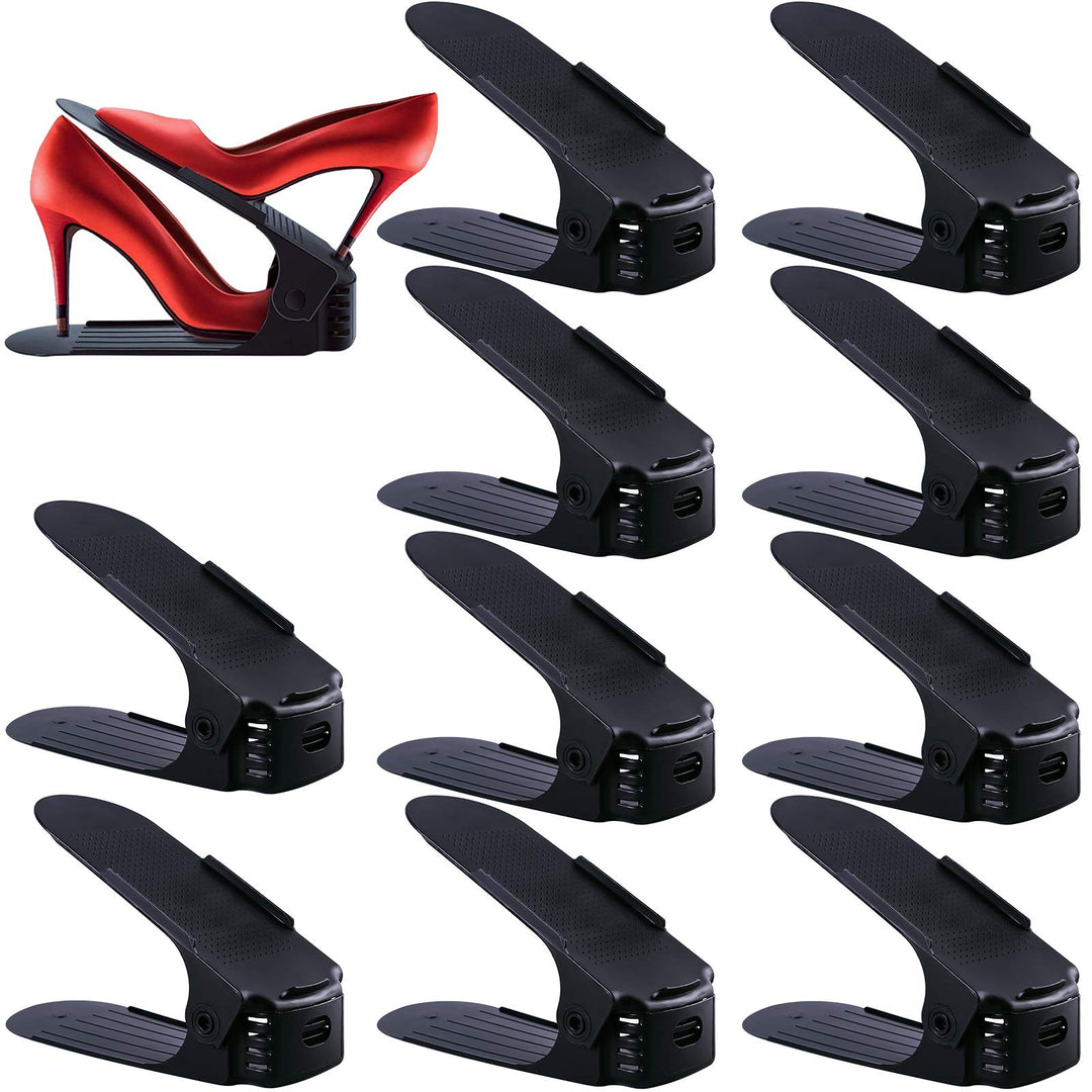 10 Stück Schuhständer, verstellbar, Organizer, platzsparend, Schwarz
