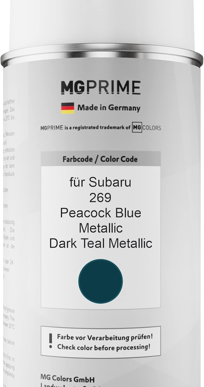 MG PRIME Autolack Sprühdosen Set für Subaru 269 Peacock Blue Metallic/Dark Teal Metallic Basislack K