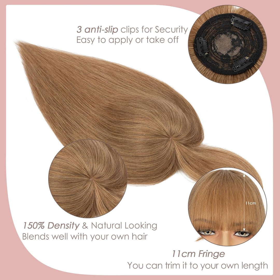 Silk-co Topper Extensions Haarteile Echthaar Clip in Extensions Echthaar Weich Natürlich Glatt Toupe
