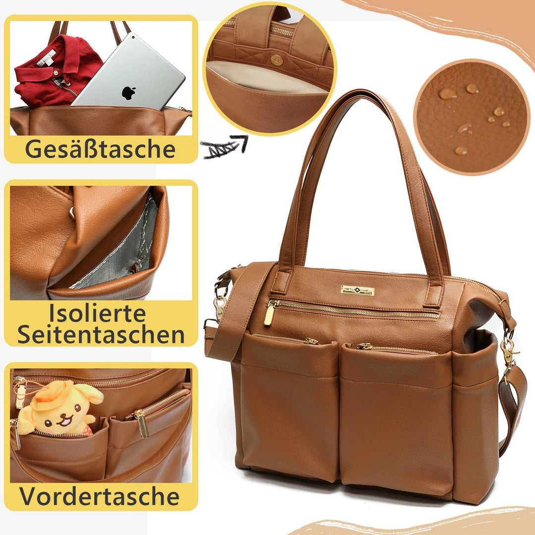 MISS FONG Wickelrucksack Wickeltasche Kinderwagen Baby Rucksack Kliniktasche Geburt Mit Wickelunterl
