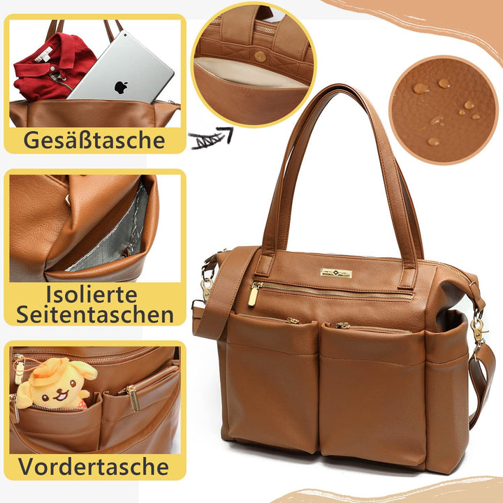 MISS FONG Wickelrucksack Wickeltasche Kinderwagen Baby Rucksack Kliniktasche Geburt Mit Wickelunterl