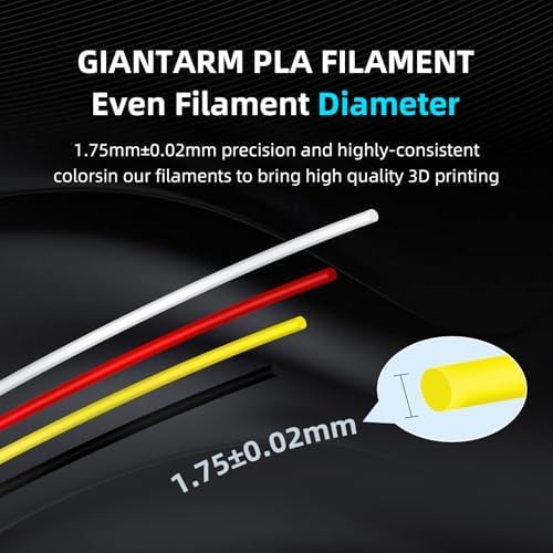 PLA Filament 1.75mm, GIANTARM 3D Drucker Filament PLA Schwarz 1kg Spool A-schwarz, A-schwarz