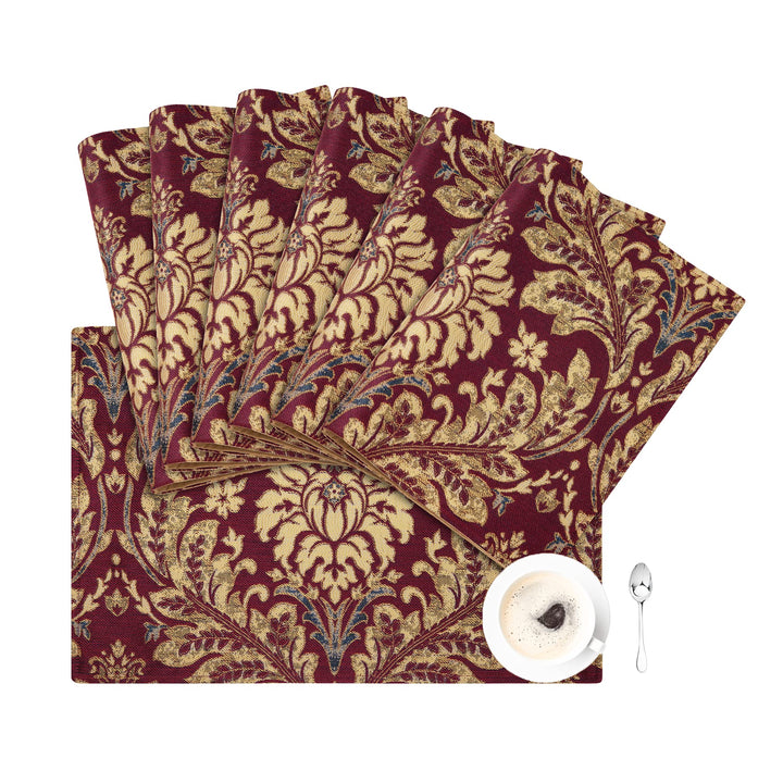 TOPLUXE Platzsets 6er Sets Jaquard Tischset Abwaschbar 30x45cm Platz-Matten für Esstisch Urlaub Part