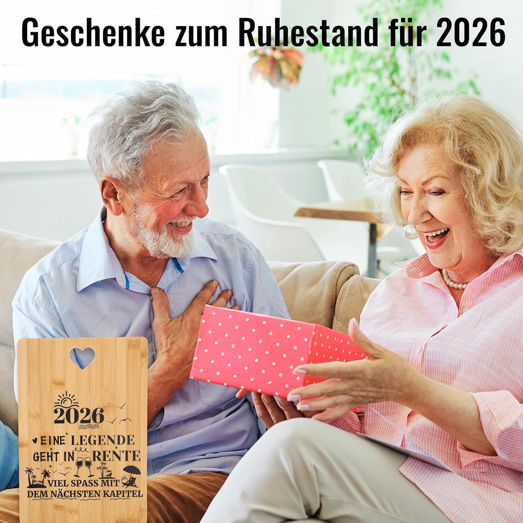 Ruhestand Geschenk，Renteneintritt Geschenk Männer，Schneidebrett Bambus，Geschenke zur Rente Frau，Gesc