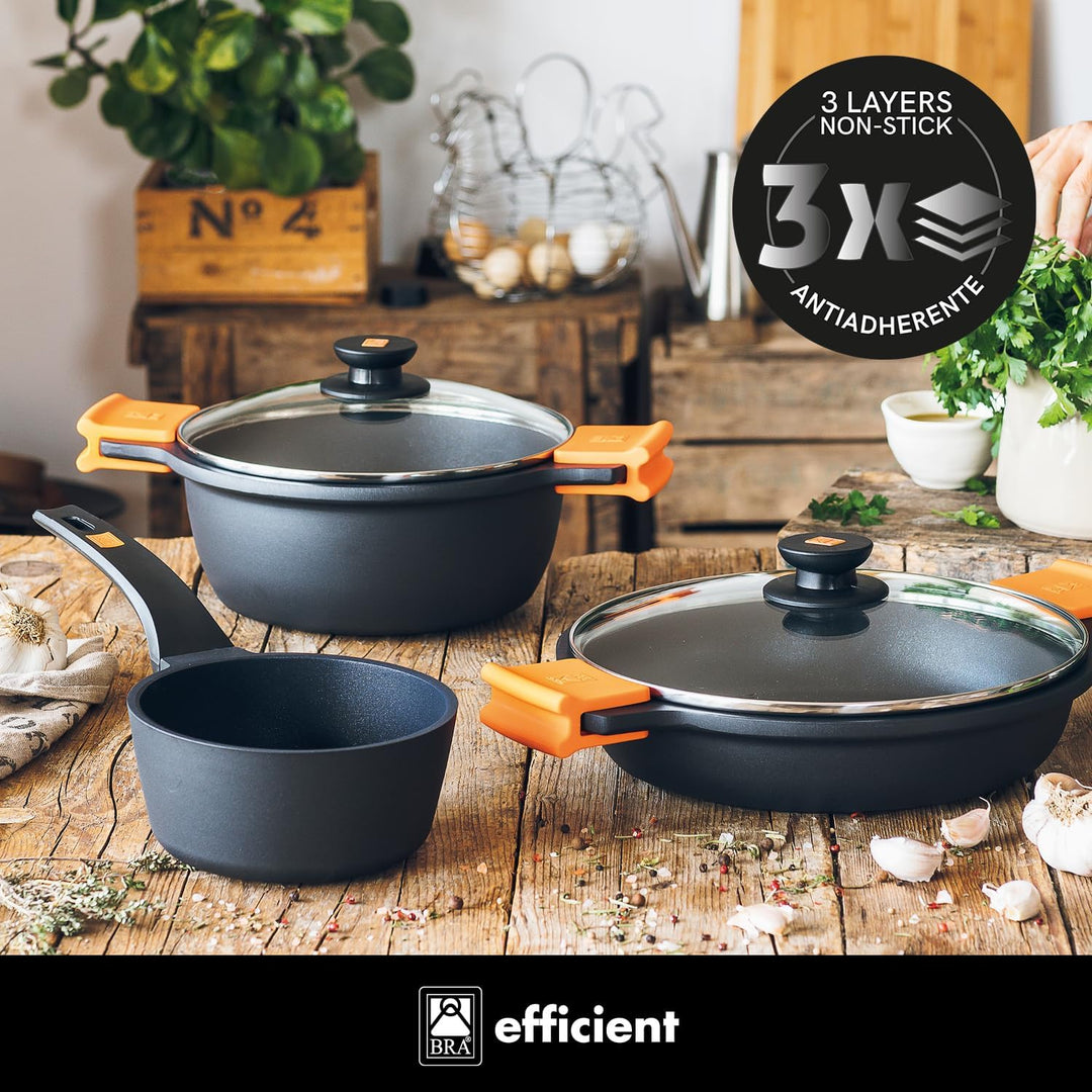 Pintinox Bra - Efficient niedriger Antihaft-Kochtopf 40 cm ohne Deckel für alle Herdarten und Indukt