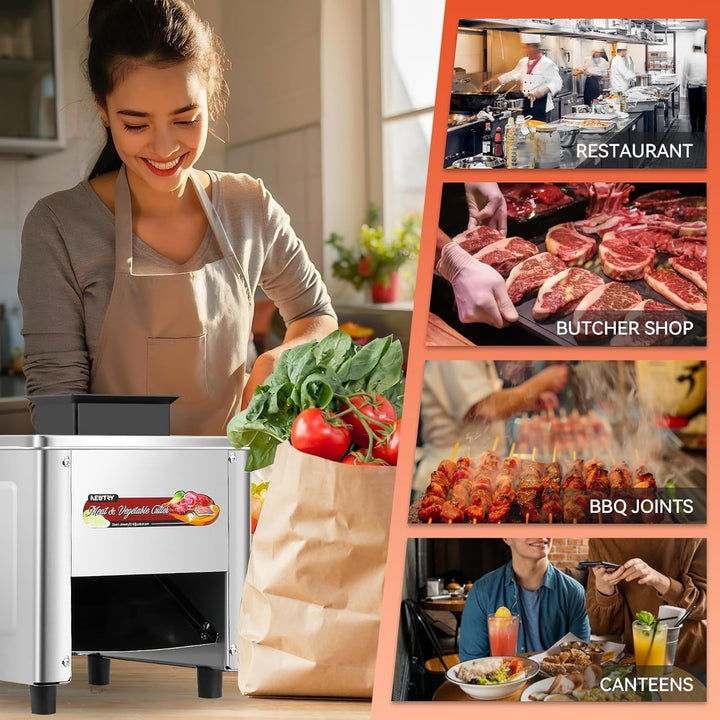 NEWTRY Kommerzielle Fleischschneidemaschine zum Schneiden, Zerteilen und Würfeln von Fleisch mit 3,5