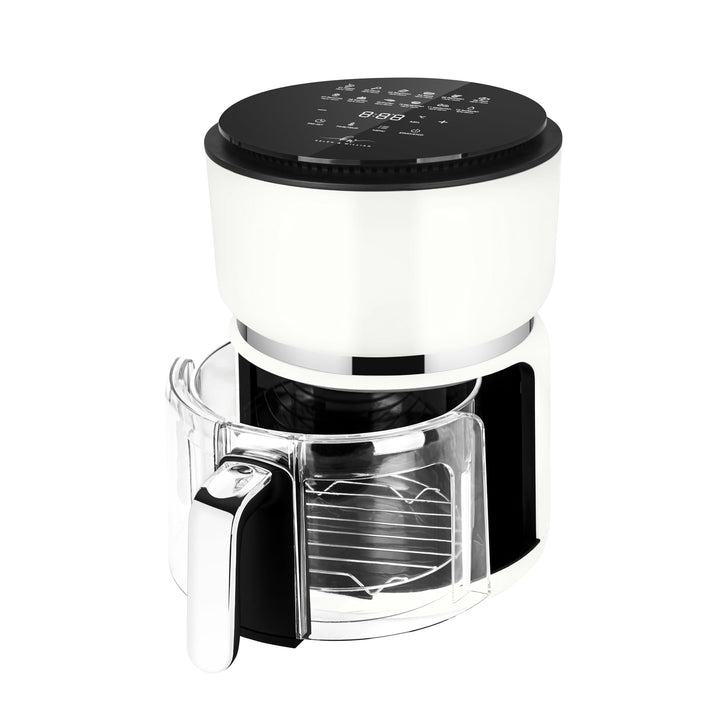 Kelen and Willian Heissluftfritteuse Airfryer aus Borosilikat-Glas 3L - BPA, PFAS & PTFE frei (Weiss