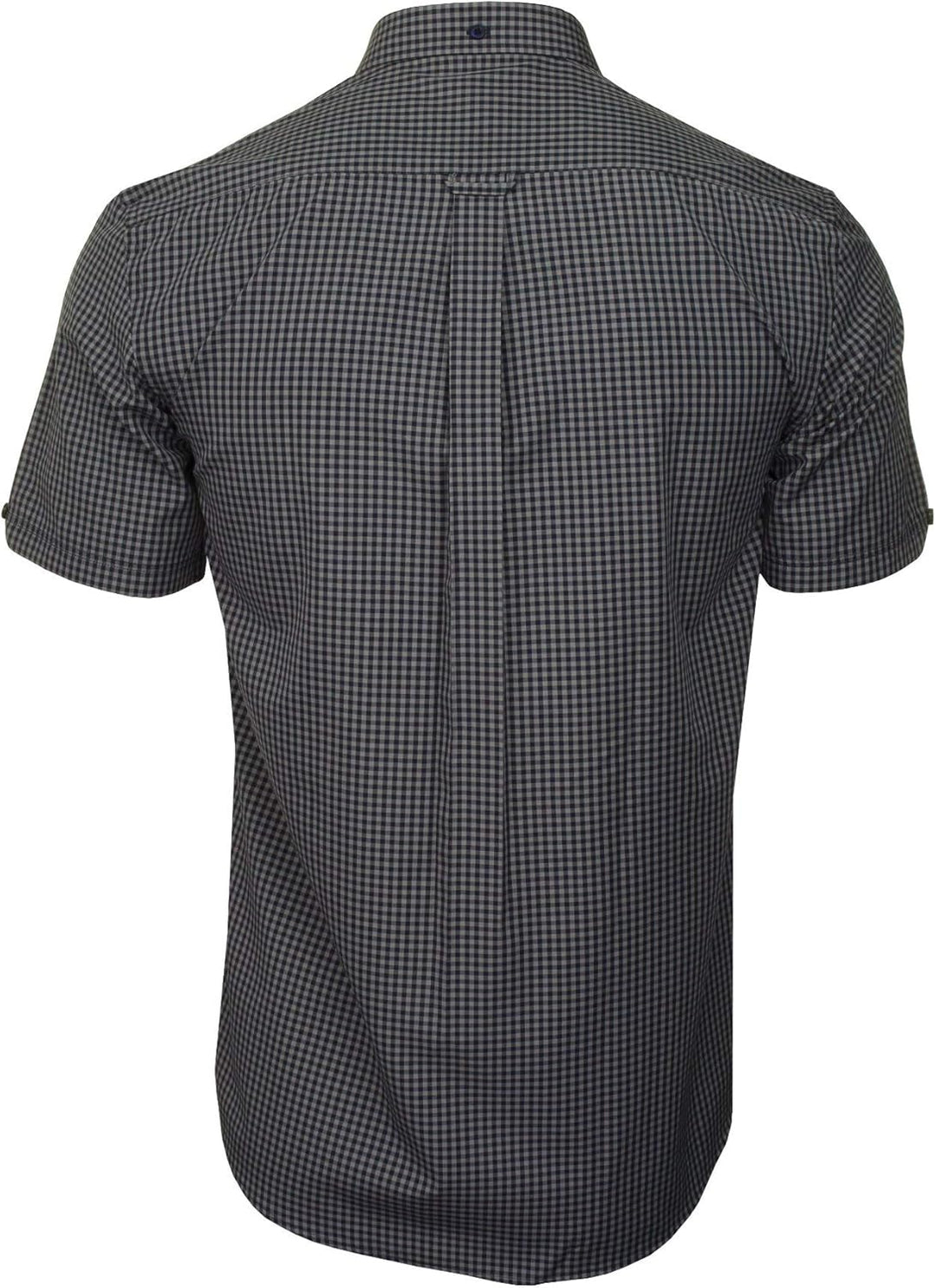 Xact Herren Kurzarmhemd mit Gingham-Karo, Button-Down-Kragen, Normale Passform M Grey/ Navy, M Grey/