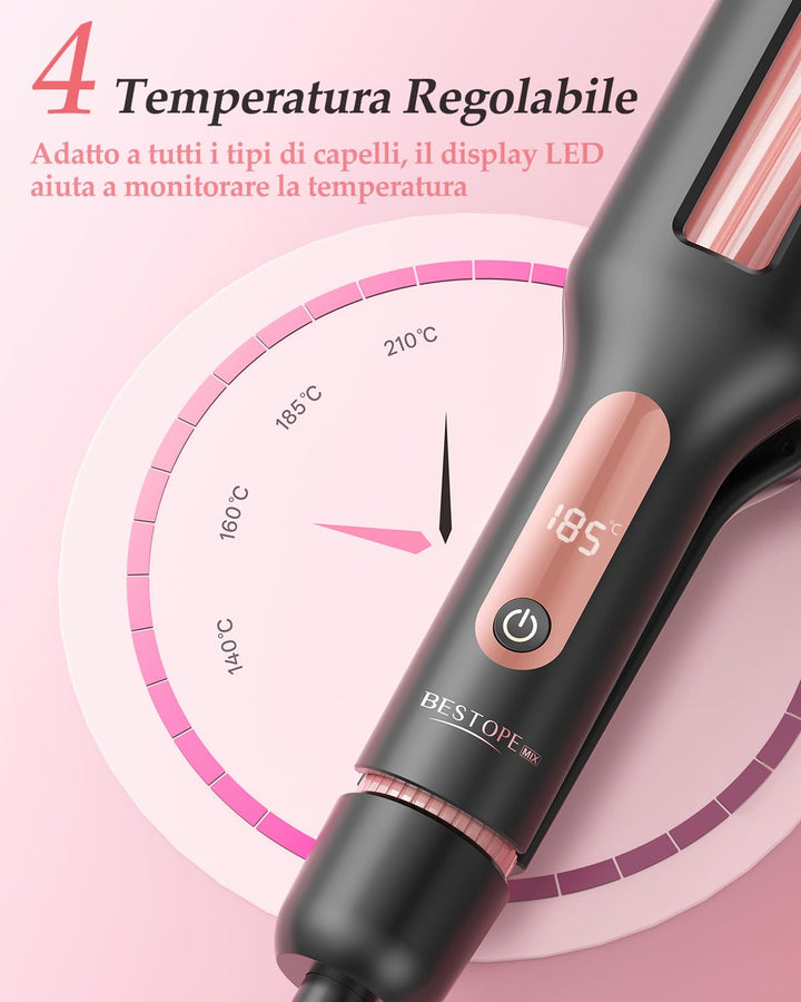 4 In 1 Einstellbar Welleneisen für Haare - 22/25/32/38mm Lockenstab für Beach Waves/Natürlich Wellen