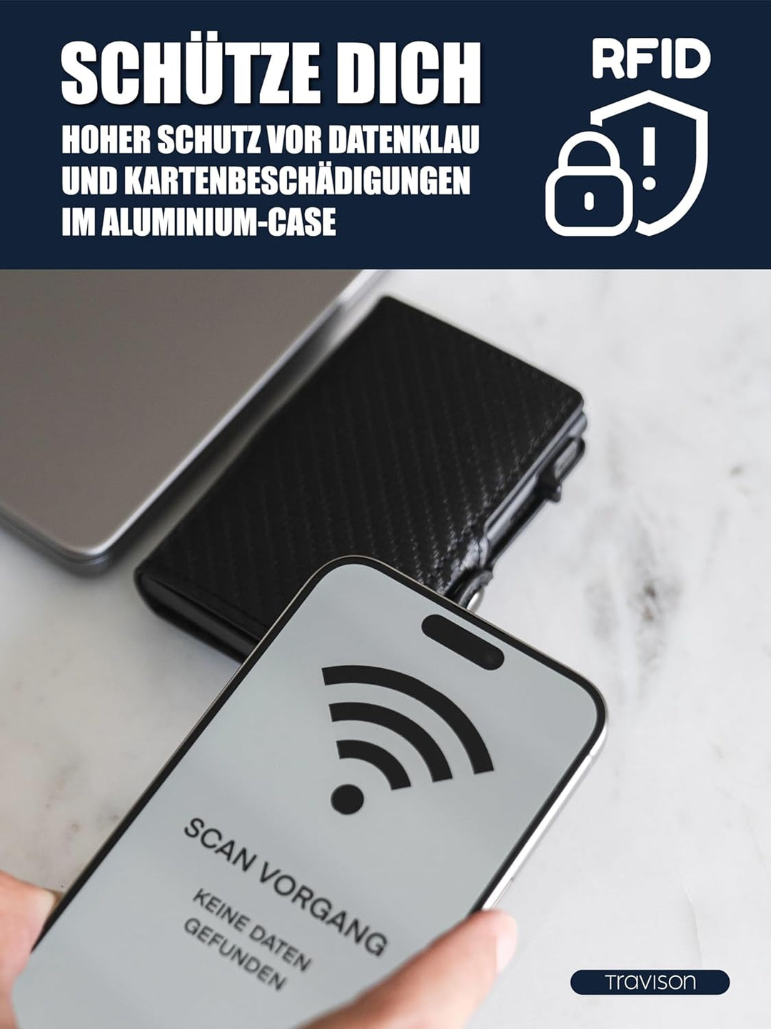 Travison® SMART Wallet mit Münzfach und Geldscheinfach - Kartenetui mit Münzfach und Schnellzugriff