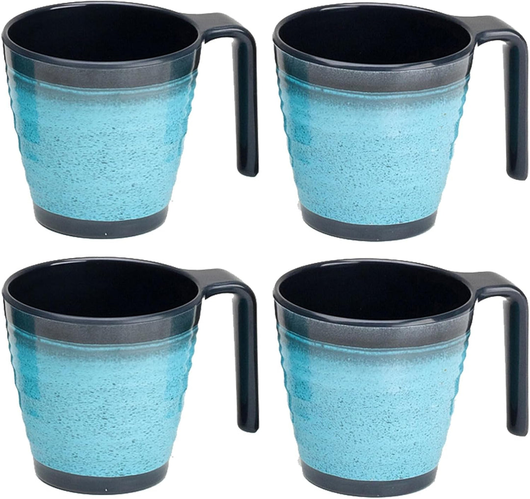Melamin Geschirrset 4 Personen blau schwarz 20 Teile Tassen klaren 260ml 20 Teile - Trinkglas klar 2