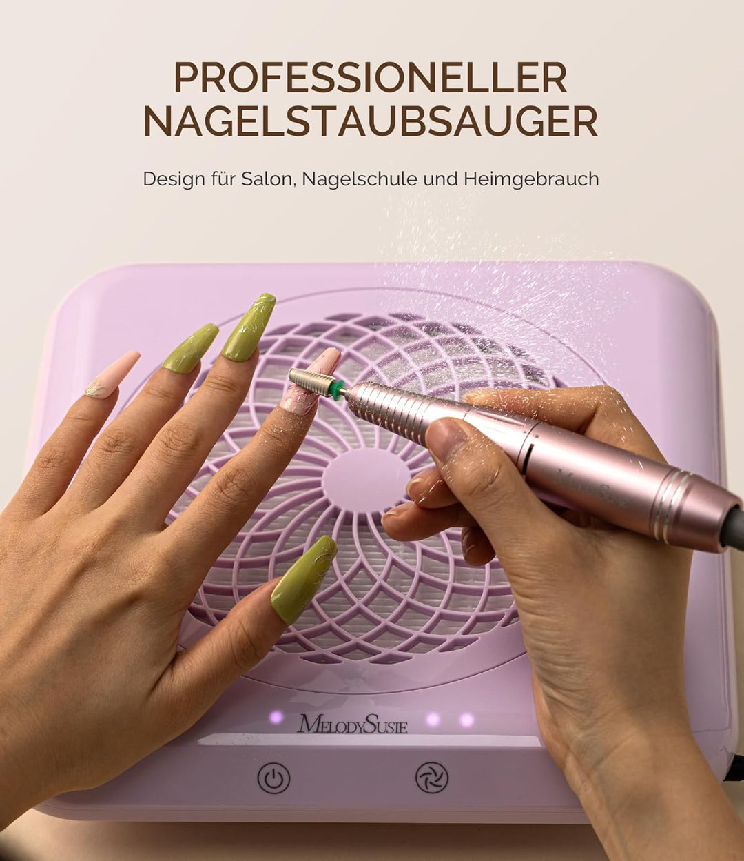 MelodySusie Professioneller Nagelstaubsauger 4500 U/MIN Starker Vakuum Ventilator Staubabsaugung für
