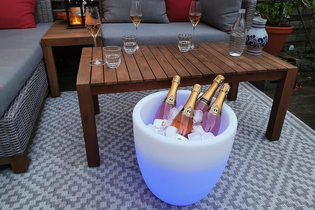 8 seasons design Shining Curvy Cooler LED-Flaschenkühler Ø 39cm, (Weiss), mit Farbwechsler (15 Farbe