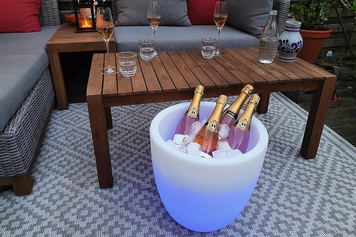 8 seasons design Shining Curvy Cooler LED-Flaschenkühler Ø 39cm, (Weiss), mit Farbwechsler (15 Farbe