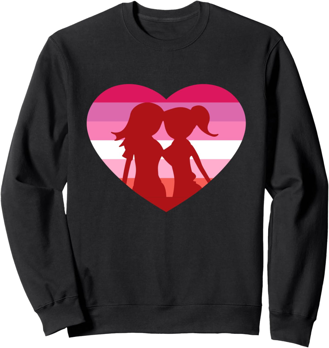 Lesbisches Liebespaar LGBT Pride Fahne Liebe Herz Outfits Sweatshirt