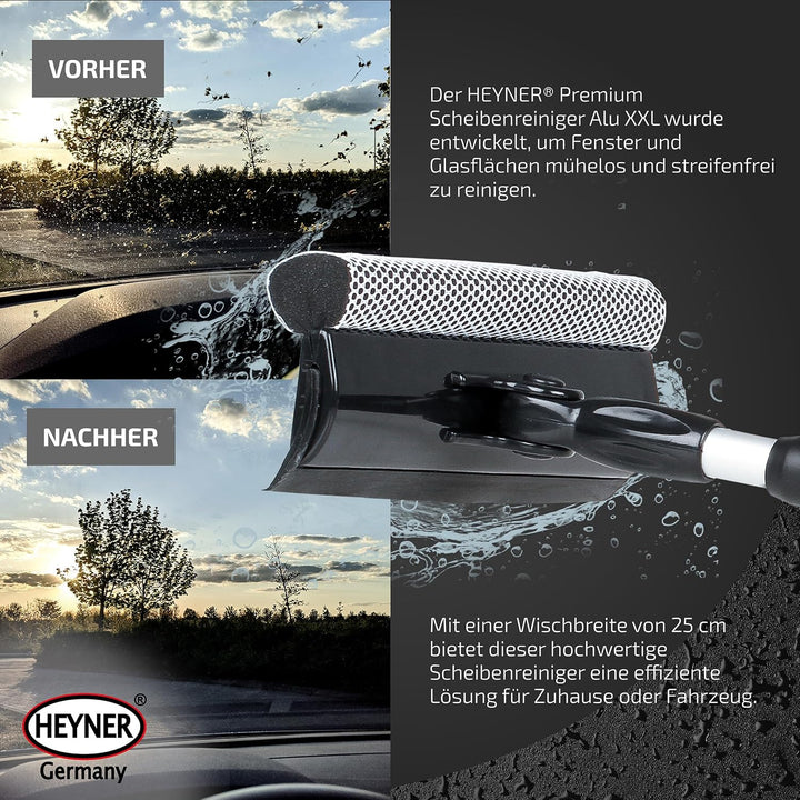 HEYNER® Scheibenreiniger Set I XXL Fensterwischer mit Teleskopgriff + Ersatzkit I Auto Fensterwische
