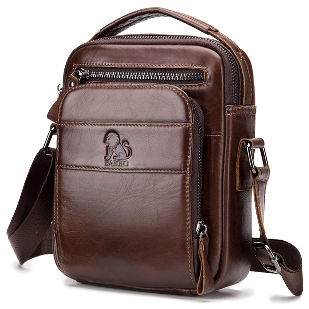 BAIGIO Leder Umhängetasche Herren Schultertasche Vintage Männer Tasche Crossbody Bag Herrentasche zu