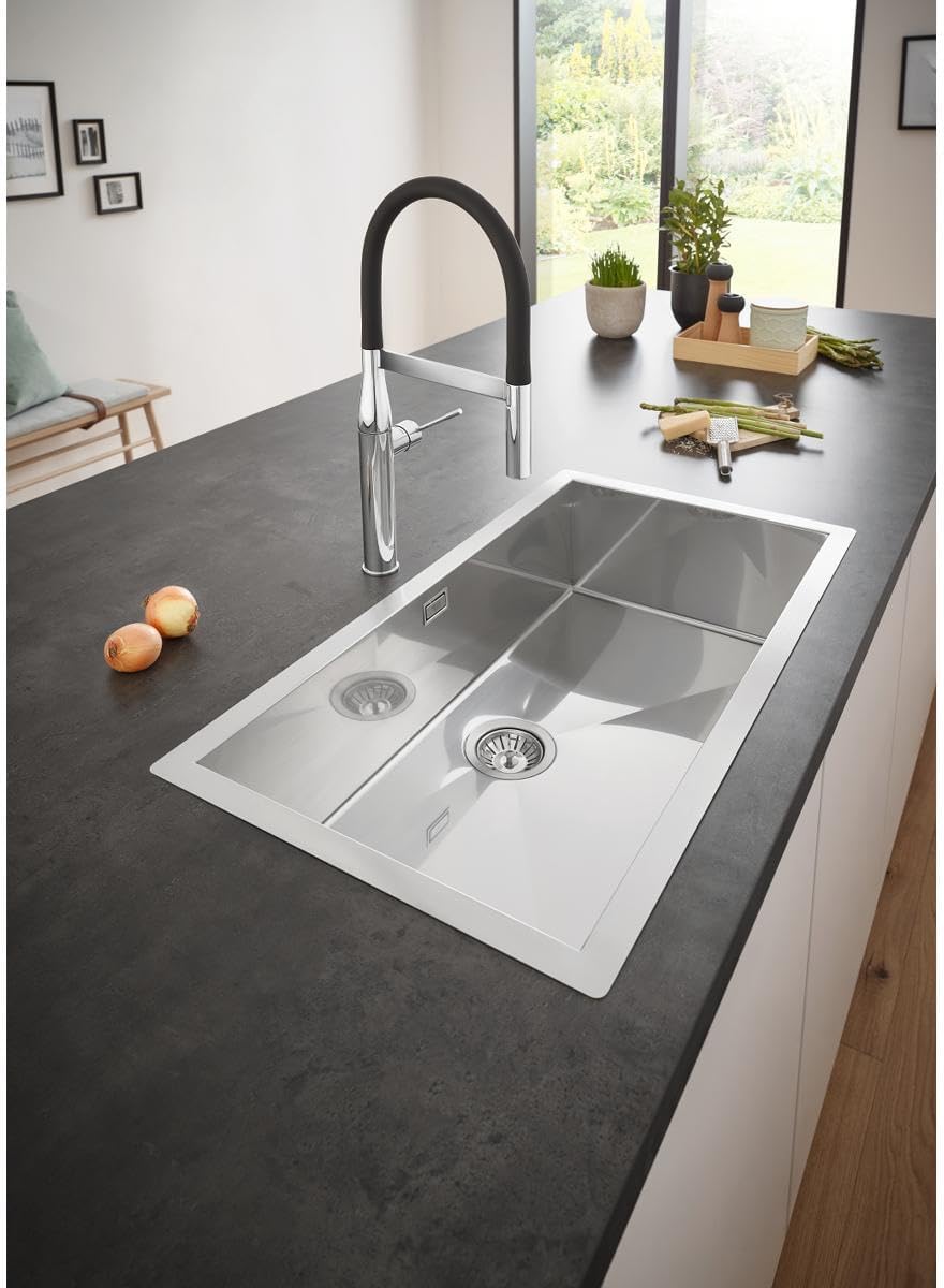 GROHE K700 | 1 Becken | Küchenspüle - Aufsatz- oder Unterputzmontage | Inklusive: Ablaufgarnitur, Si