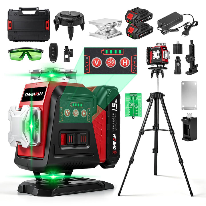 ONEVAN 21V Kreuzlinienlaser mit Stativ, 4D 16 Kreuzlaser,Selbstnivellierend | 20 m Fernbedienung, ve
