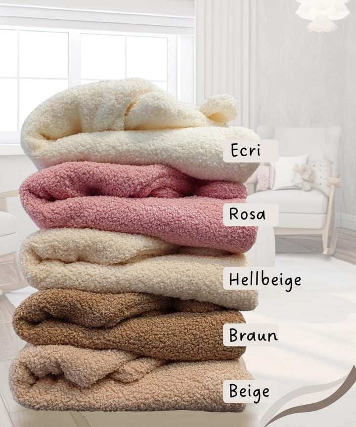 Einschlagdecke Babyschale 80x80cm | Für Neugeborene & Babys bis max. 4 Monate | Kuschel-Bouclé Lammf