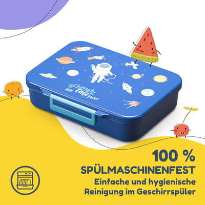 schmatzfatz Lunchbox, Unterteilte Brotdose Kinder, Lunchbox mit Fächern, Bunte Bento-Box für Schule